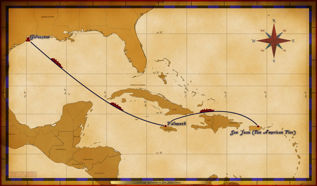 Map Wonder 5 Night Galveston To San Juan Cruise