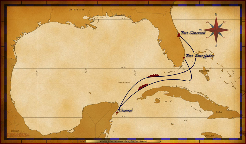 Map Wonder 5 Night Western Caribbean Hurricane Frances