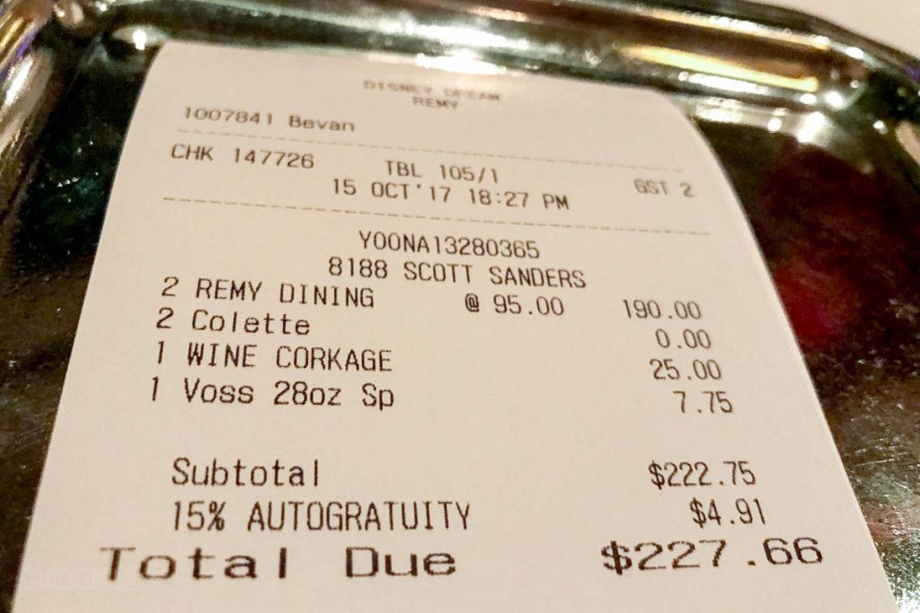 Remy Dinner Final Bill