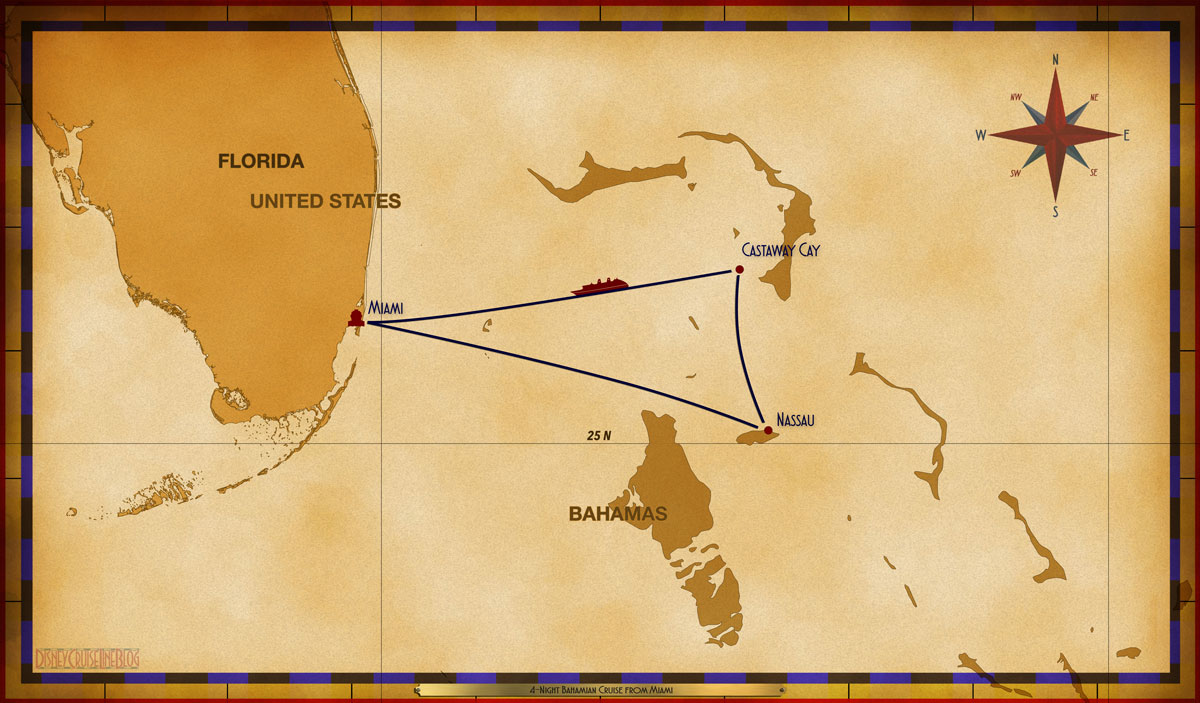 Map Magic 4 Night Bahamian Cruise MIA CC NAS SEA
