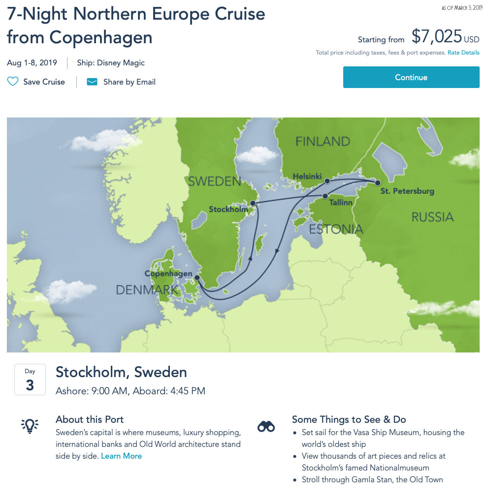 DCL Itinerary Sail Date Nynashamn Stockholm Change