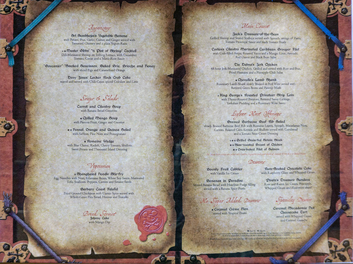 disney cruise fantasy menus