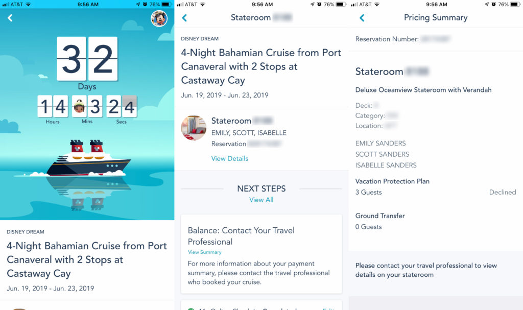 DCL Navigator App 3 Cruise Countdown Summary