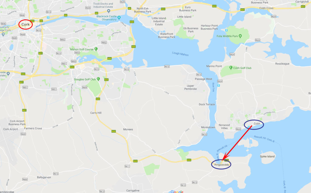 Google Map Cork Ireland Cobh Ringaskiddy