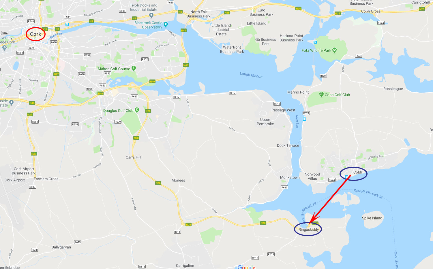Google Map Cork Ireland Cobh Ringaskiddy