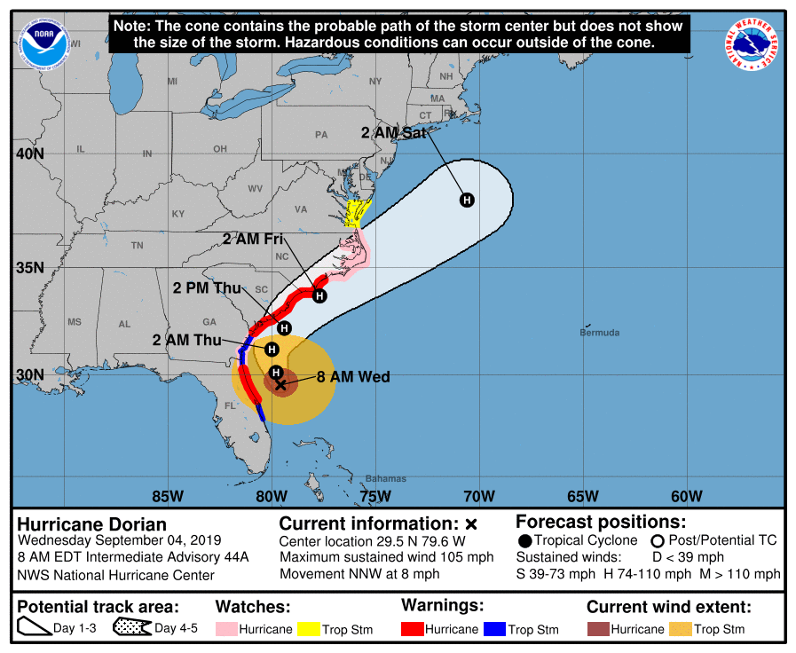 NHC Hurricane Dorian 3day 20190904 8AM
