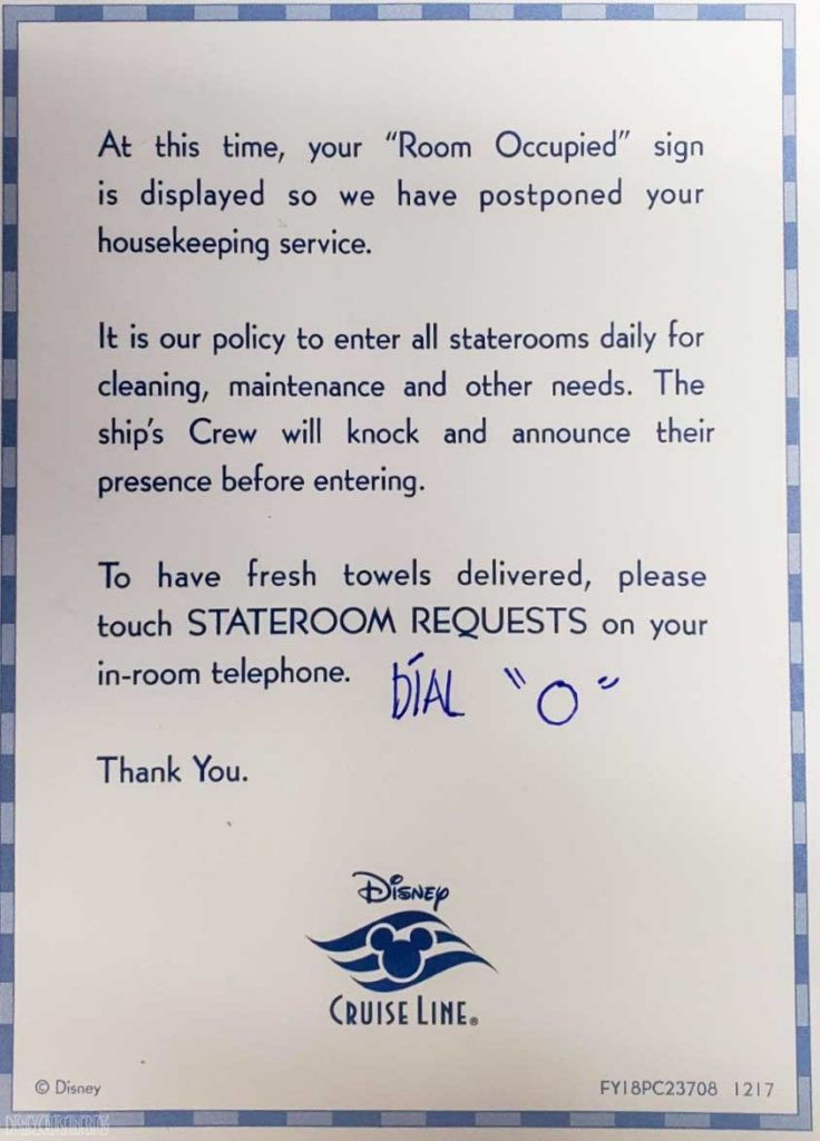 Room Occupied Housekeeping Postponed Card
