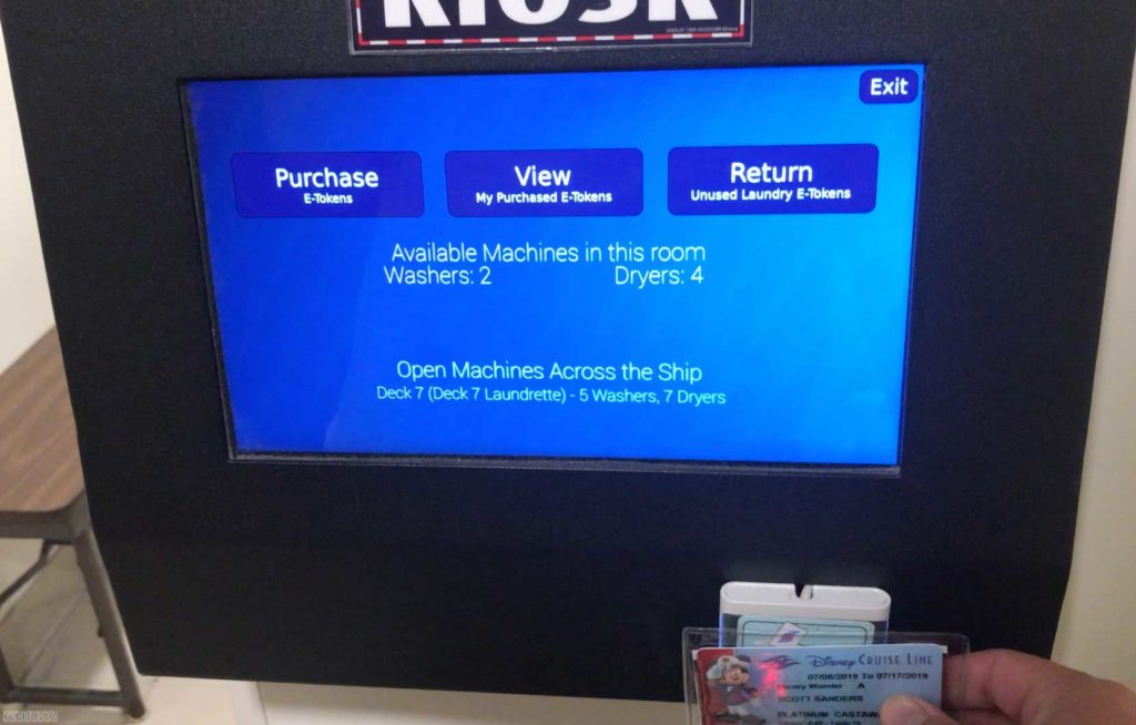 Disney Cruise Launderette Touch Panel Options