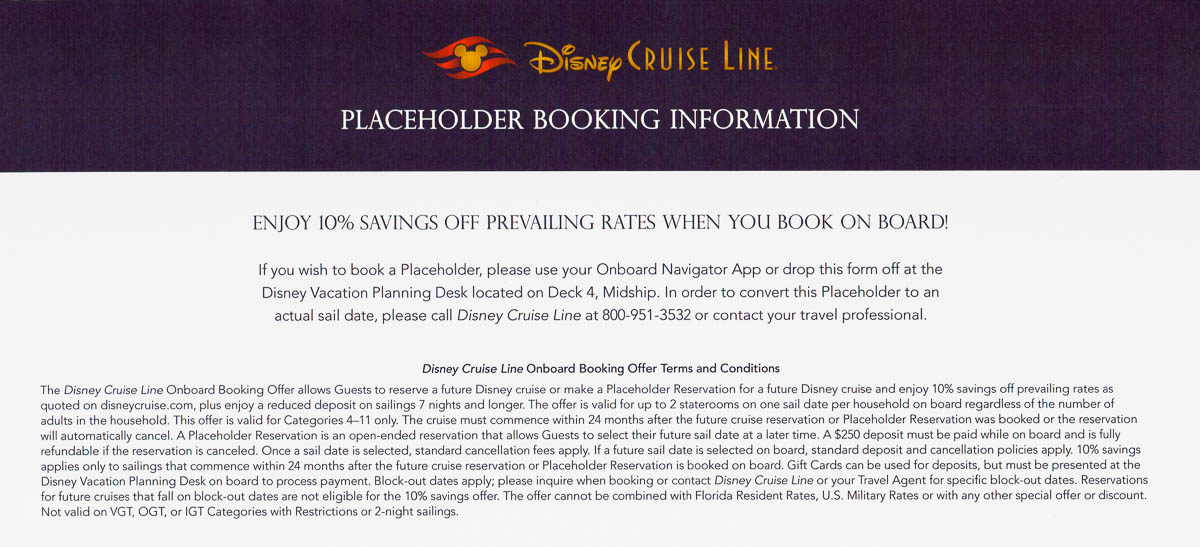 DCL Onboard Booking Placeholder Form 2020