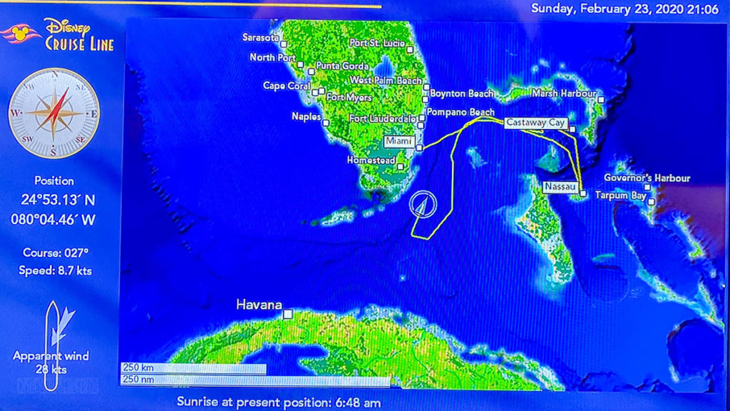 Stateroom TV Map Day 4 Sea Day Travels 20200223