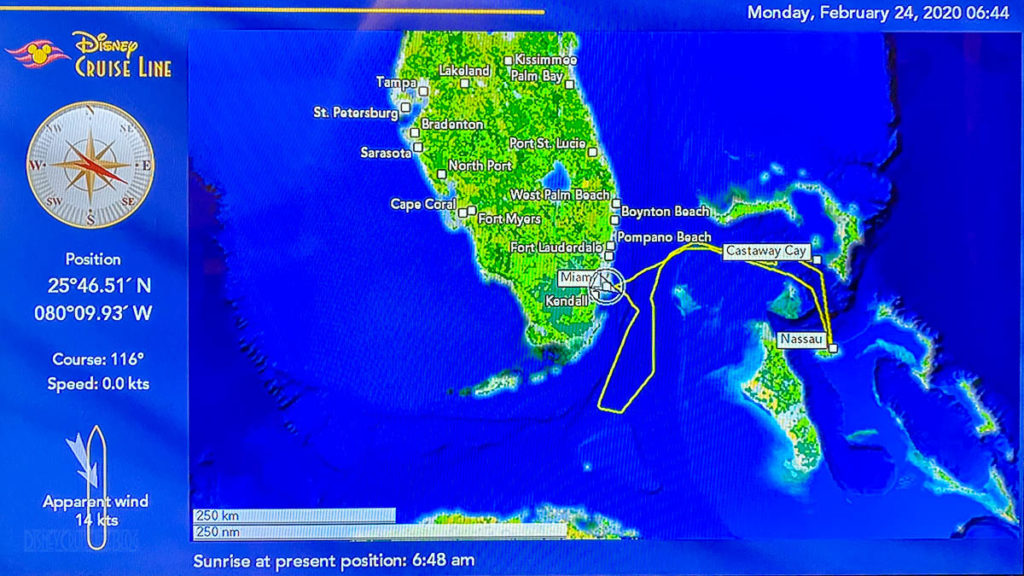 Stateroom TV Map PortMiami Debarkation Voyage Overview 20200224