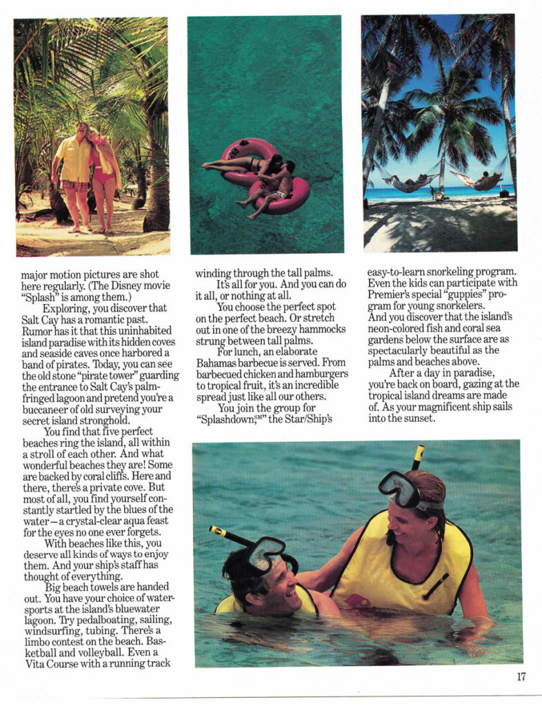 Premier Cruise Line Booklet 1989 Pg 17