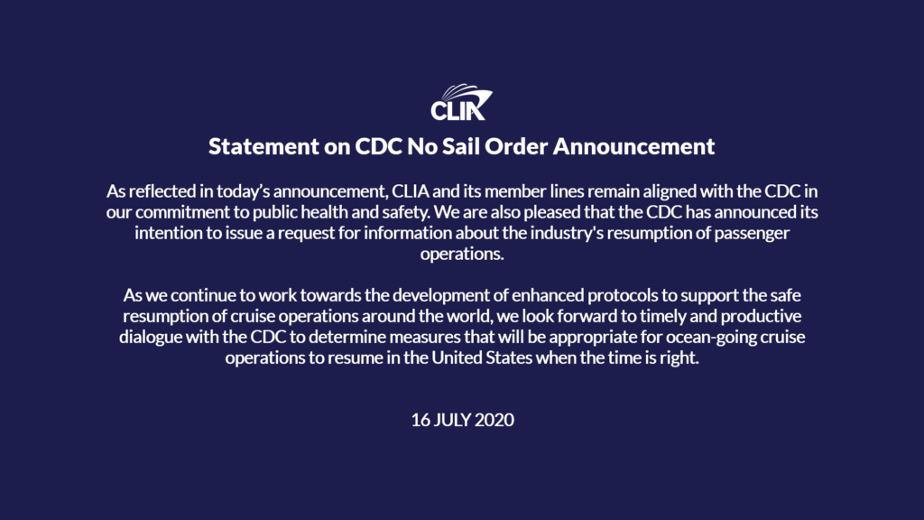 CLIA CDC 20200716 No Sail Order Extension Statement 