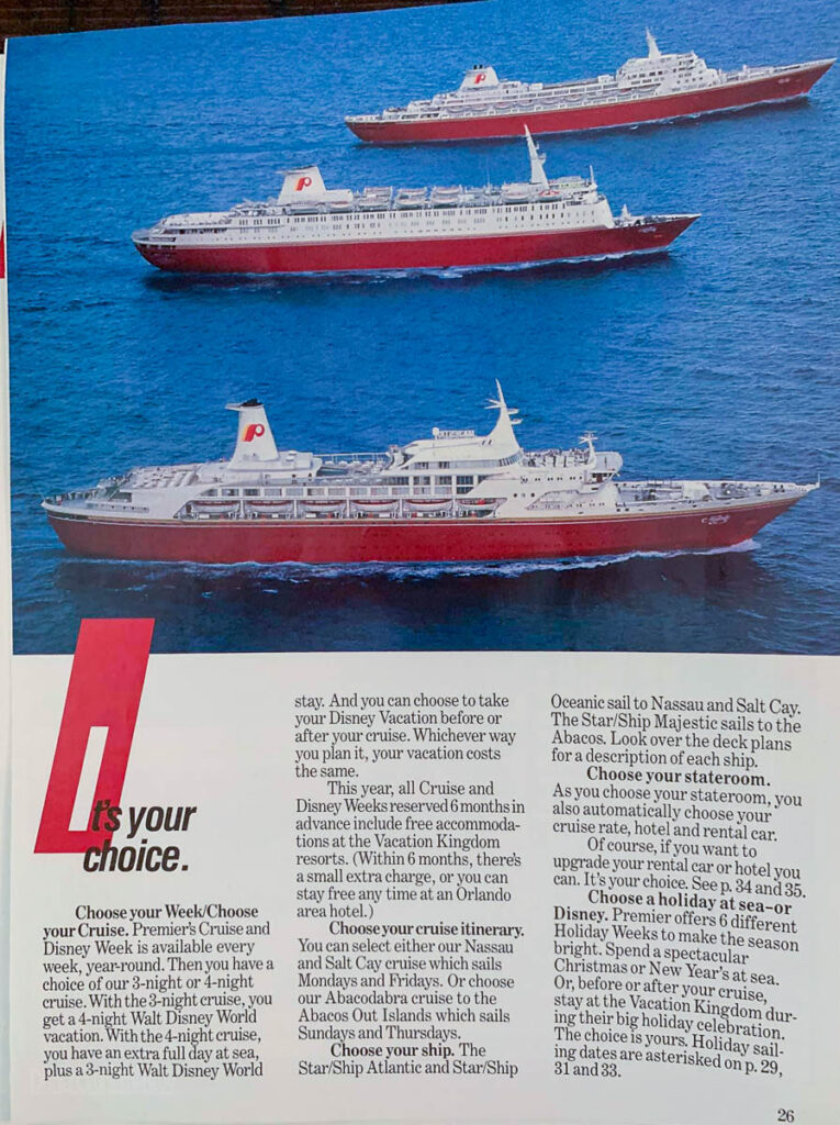 Premier Cruise Line Booklet 1990 Pg 26