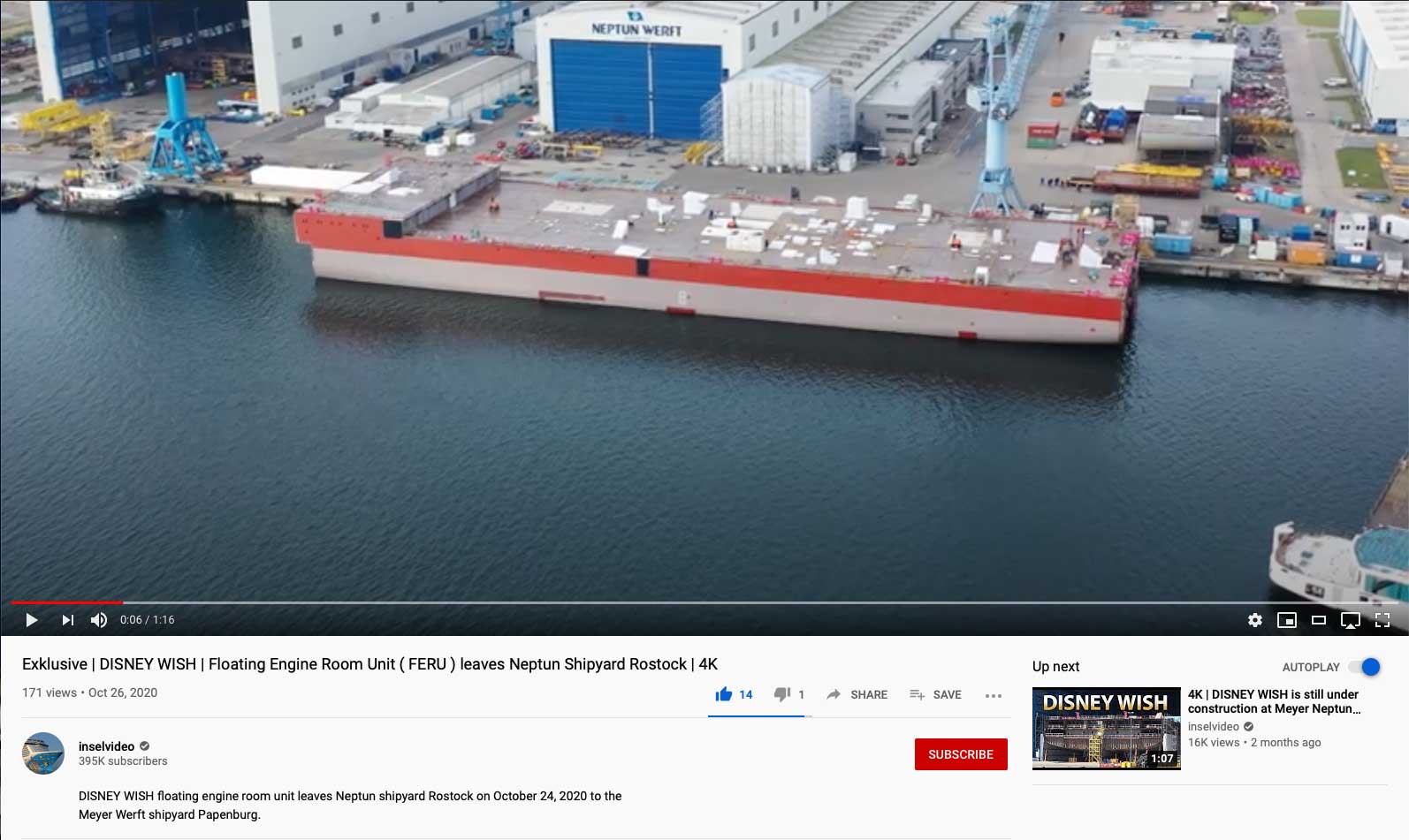 Disney Wish Engine Room Block Neptun Rostock 20201024 Inselvideo