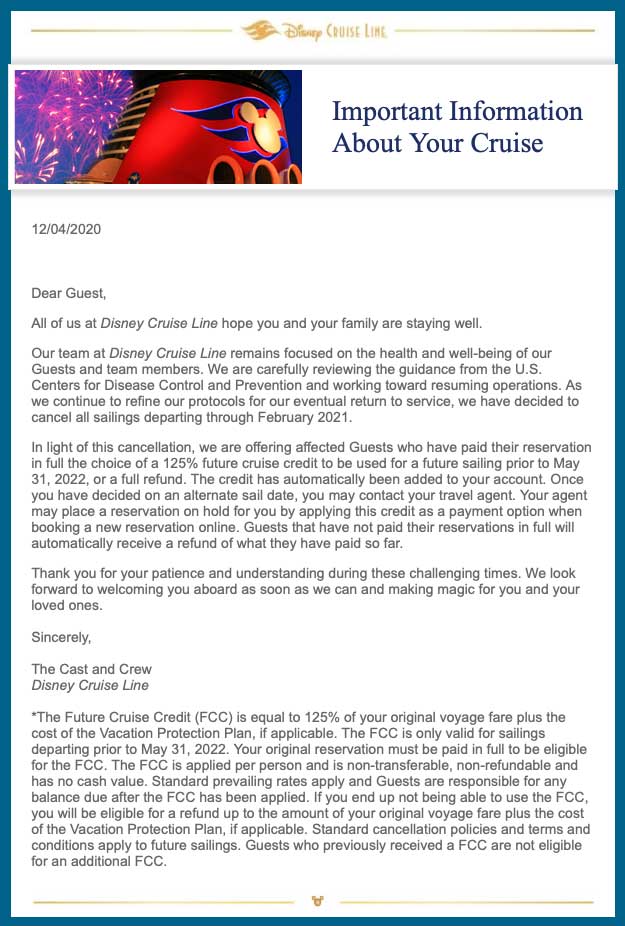 DCL Guest Email February 2021 Cancellations 202011204