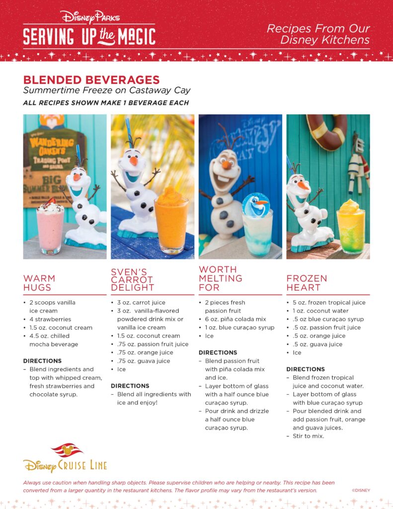 DCL Tropical Holiday Magic Beverage Recipes