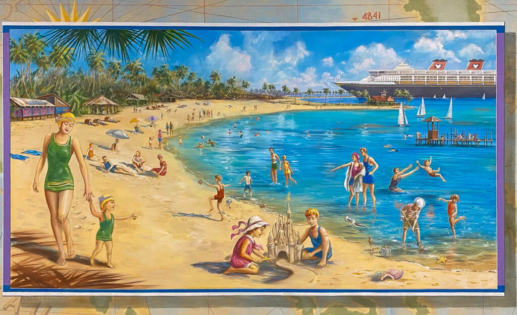 DCL CT8 Luggage Area Mural Castaway Cay Family Beach