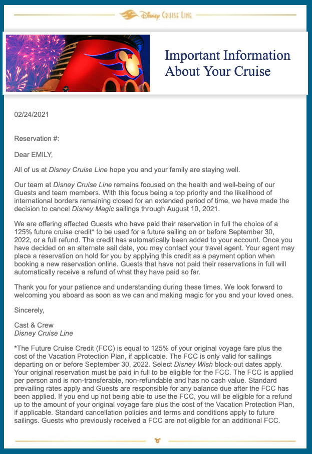 DCL Email Magic 2021 Europe Cancellations 20210224