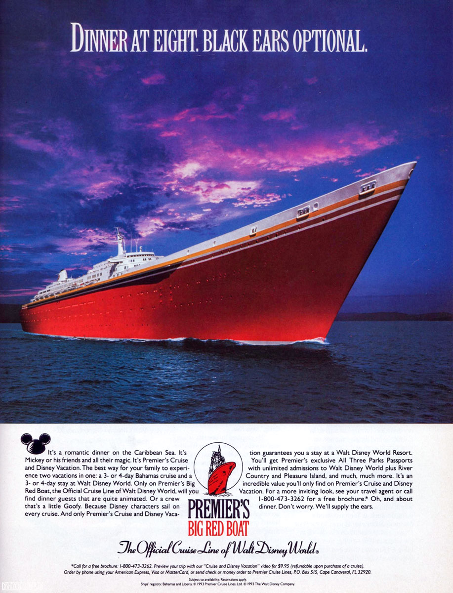 The Vault Premier S Big Red Boat Advertisement Spring 1993 The Disney Cruise Line Blog