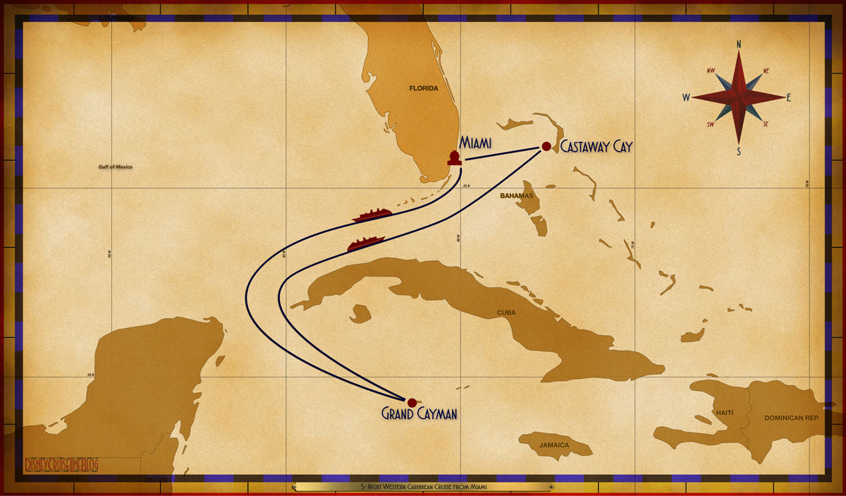 Map Dream 5 Night Western Caribbean MIA SEA GEC SEA GOC