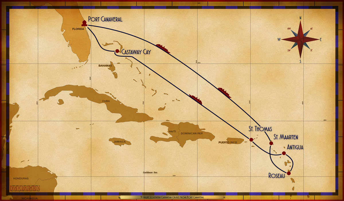 Map Fantasy 9 Night Southern Caribbean PCV SEA SEA SXM RSU ANU STT SEA GOC