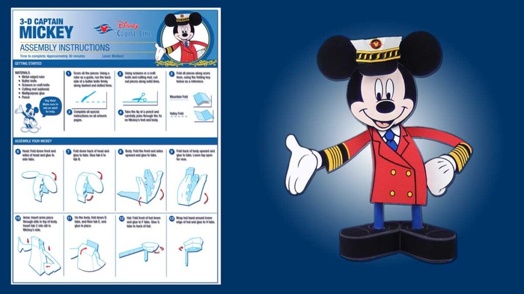 DCL Paper Craft 3D Disney Cruise Line Captain Mickey