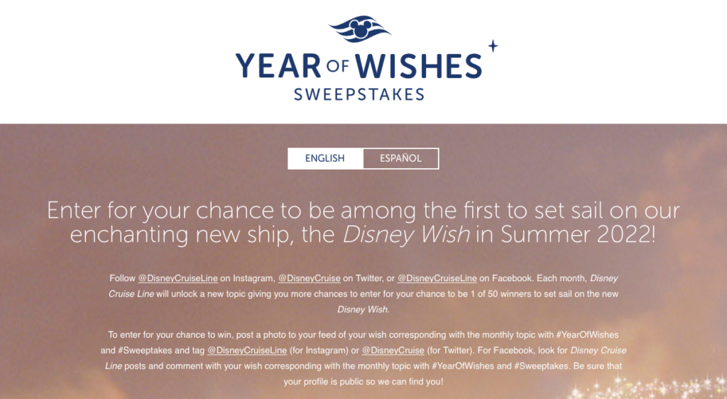 DCL Year Of Wishes Sweepstakes