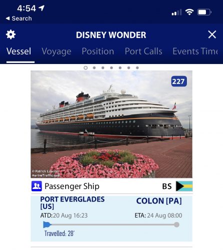 Disney Wonder Panama Canal AIS Destination 20210820 Marine Traffic