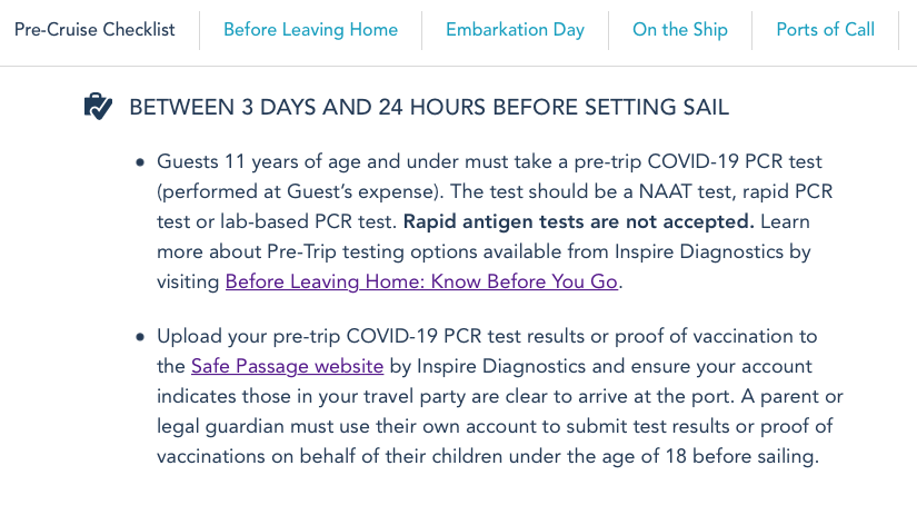 DCL Pre Trip COVID 19 PCR Testing Requirements 20210923