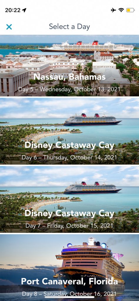 Disney Fantasy 20211009 Itinerary Overview
