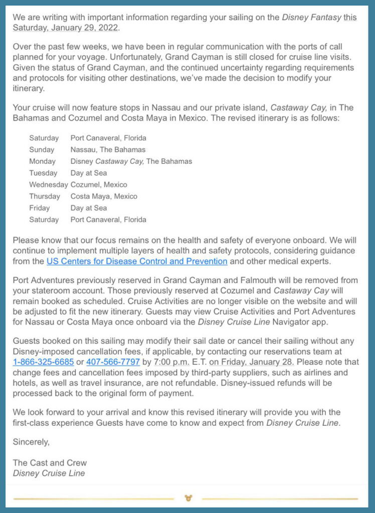 DCL Email 20220129 Fantasy Itinerary Grand Cayman