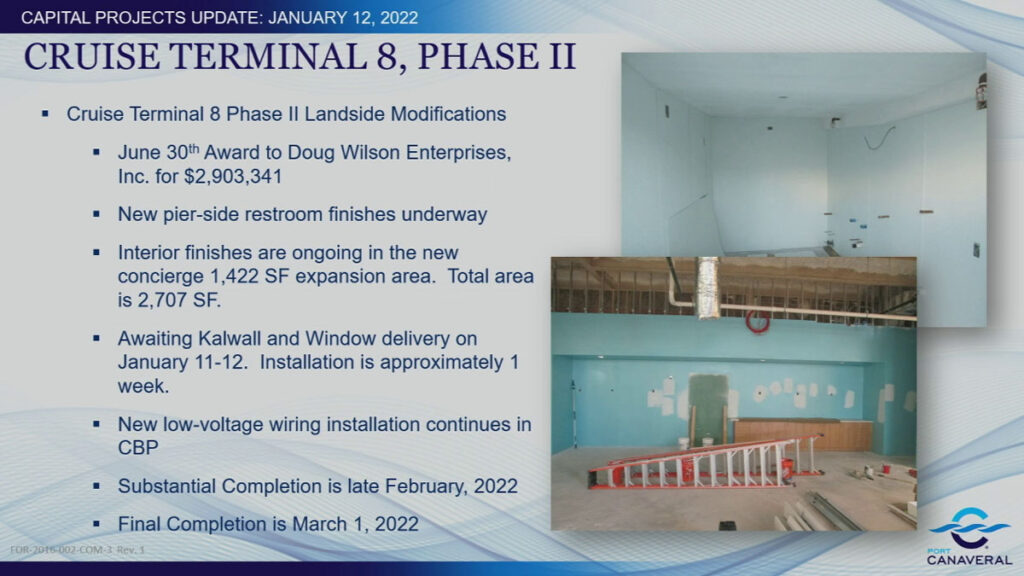 Port Canaveral CT8 DCL Phase II Renovation Update 3