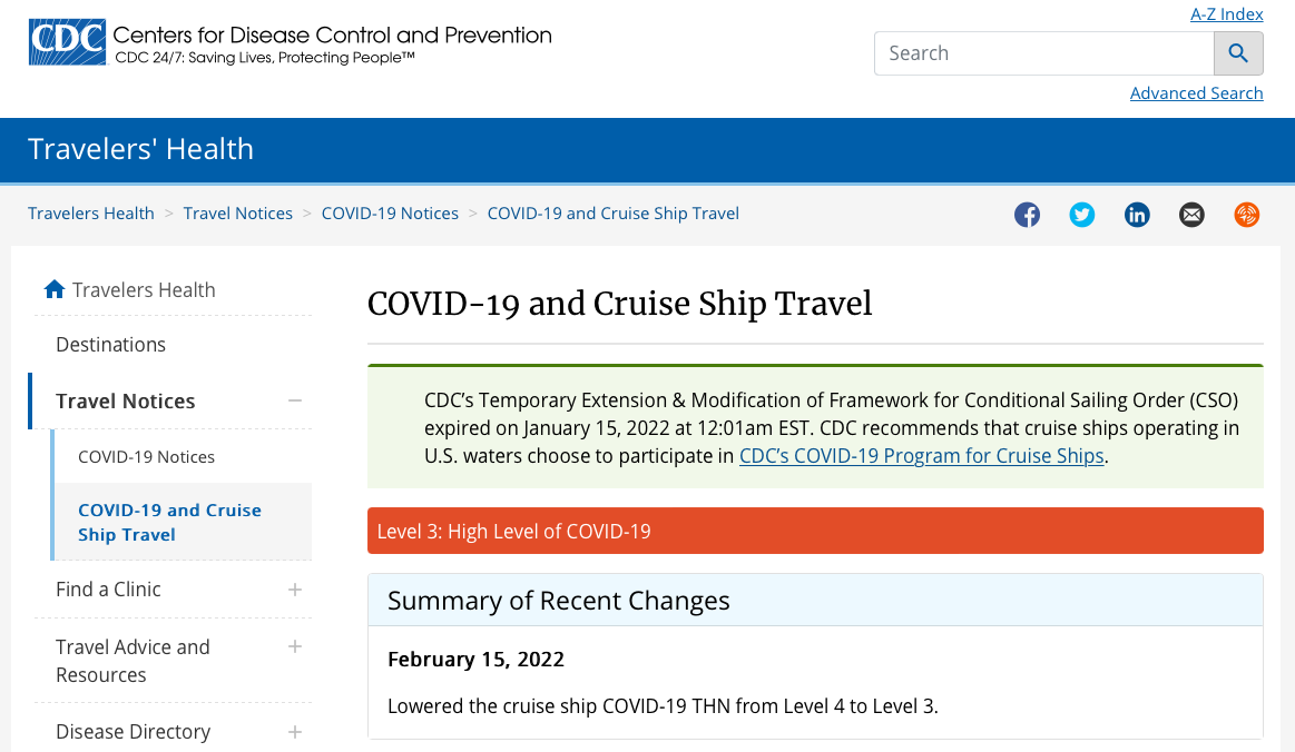 CDC Covid Travel Notice Level 3 20220215