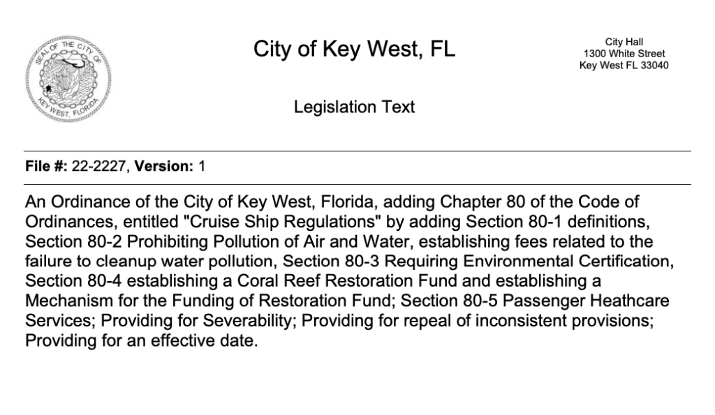 Key West Commision Ordinance 20220215