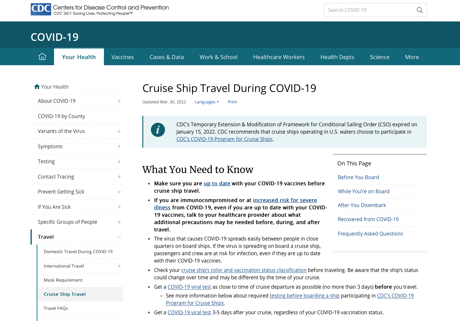 CDC Covid Travel Notice Dropped 20220330