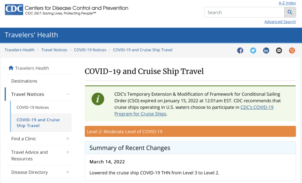 CDC Covid Travel Notice Level 2 20220314