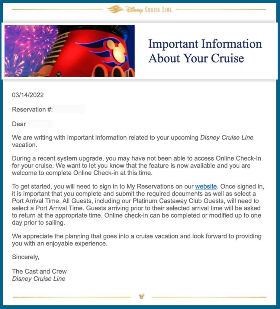 DCL Email Online Check In 20220314