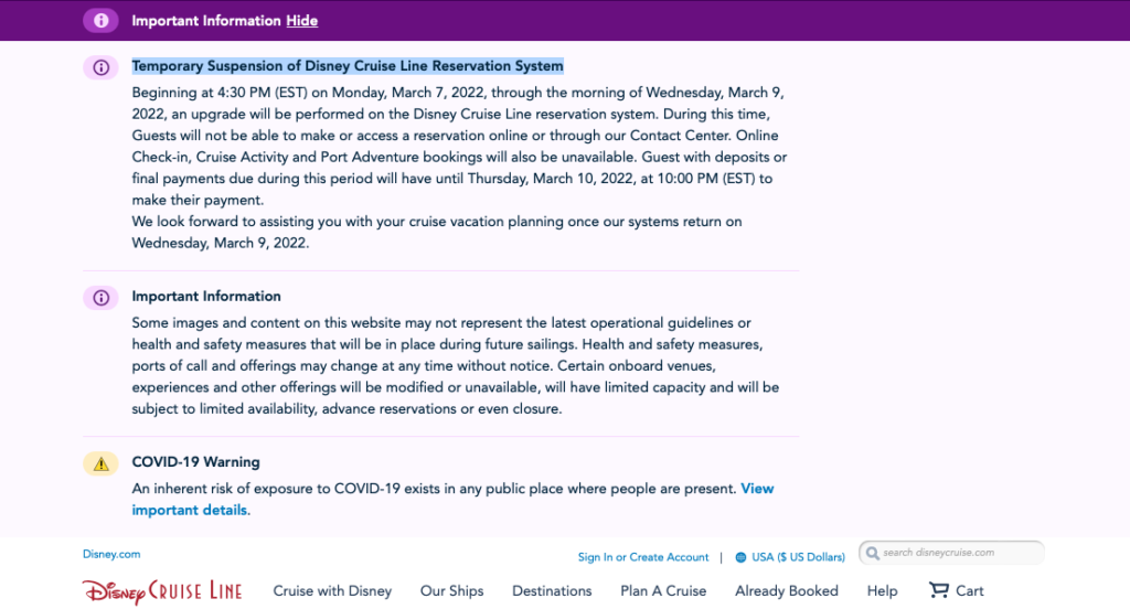 DCL Important Information Reservation System Upgrade 20220307