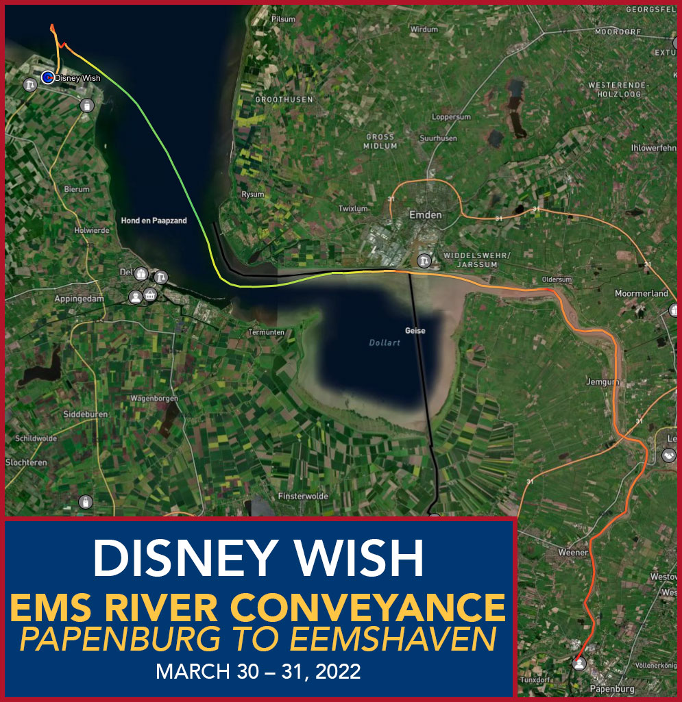 Disney Wish Ems River Conveyance MarineTraffic Papenburg Eemshaven