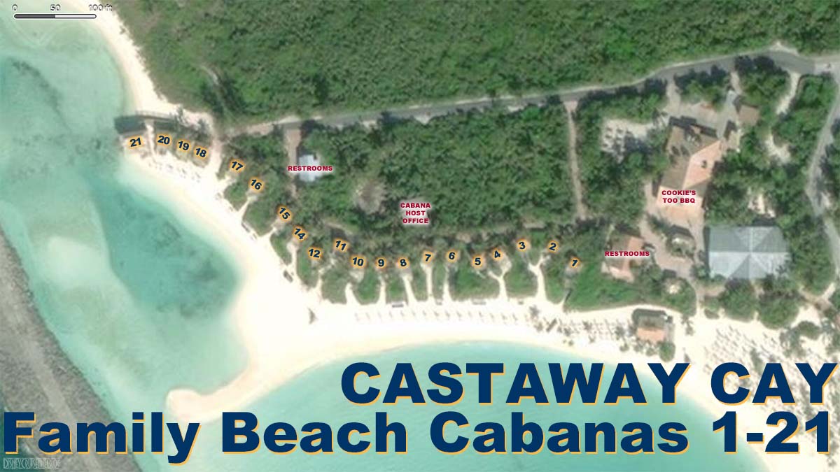 Castaway Cay Family Beach Cabana Location Map