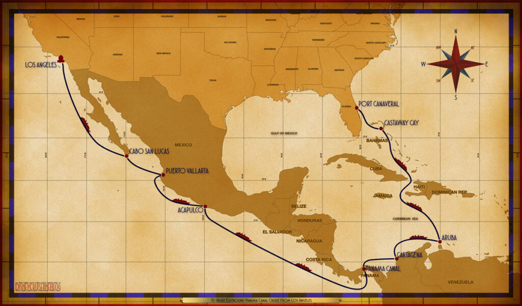 Map Magic 15 Night Panama Canal LAX SEA CSL PVR SEA ACA SEA SEA PTY CAR SEA ARU SEA SEA GOC PCV