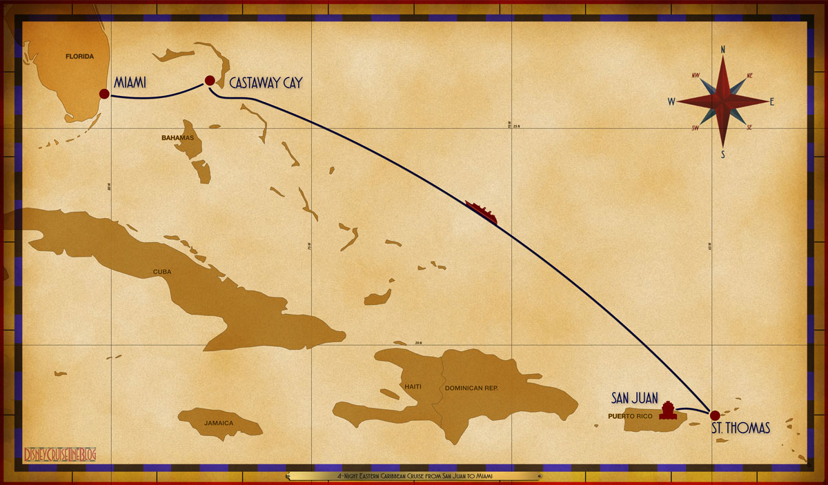 Map Magic 4 Night Eastern Caribbean SJU STT SEA GOC MIA