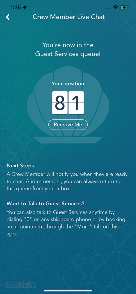 DCL Navigator App Guest Services Chat