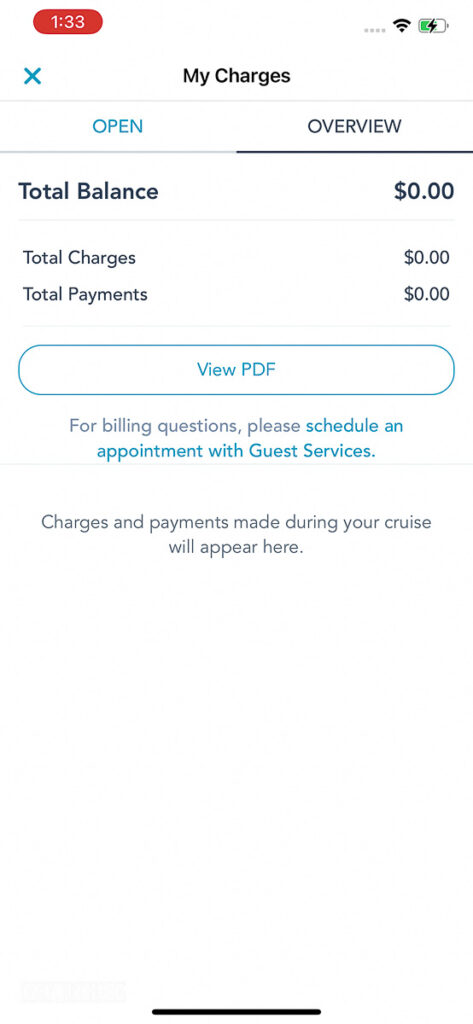 DCL Navigator App My Charges PDF Statement
