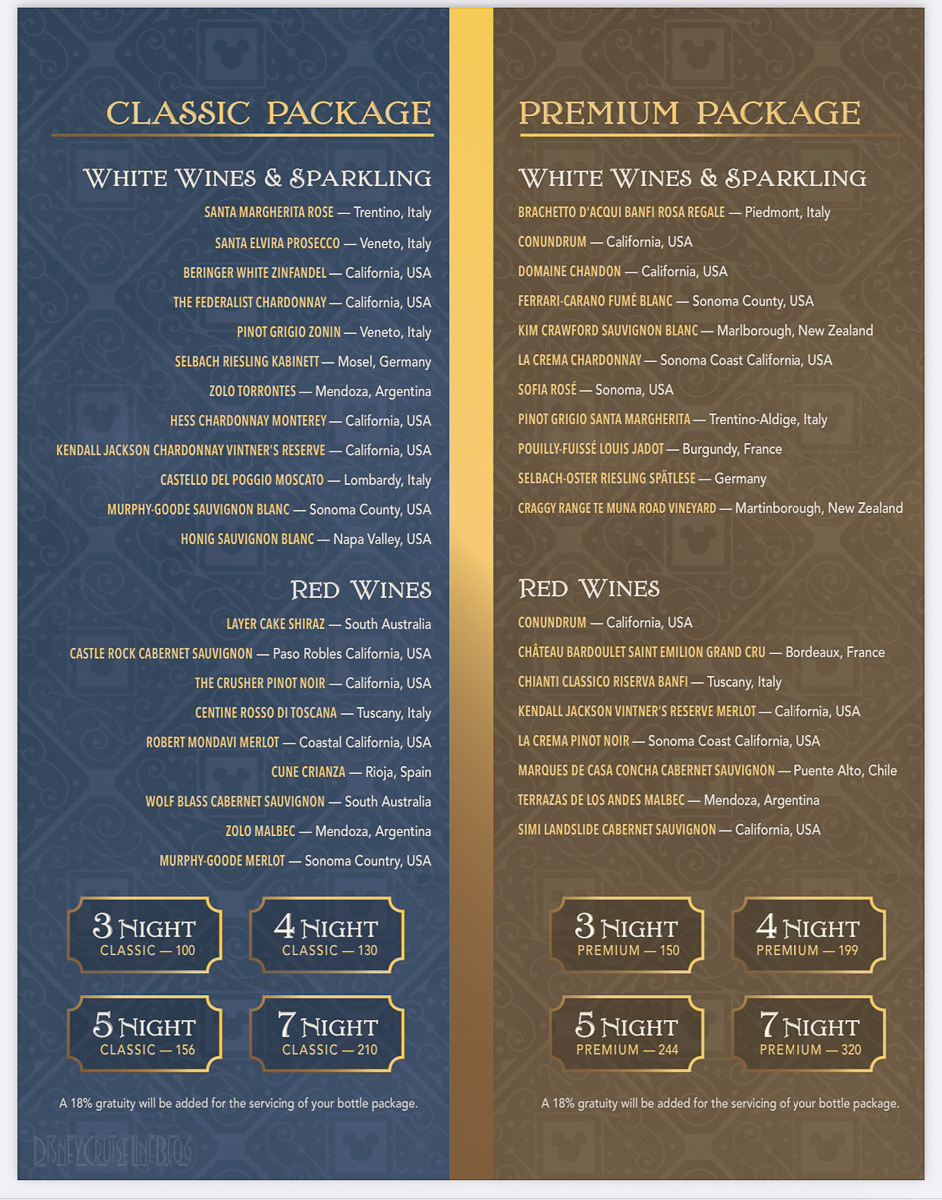 Wine & Dine Packages • The Disney Cruise Line Blog