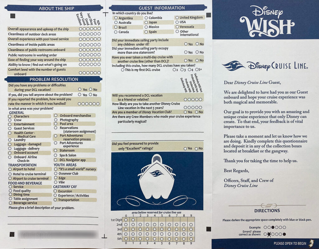 Disney Wish Maiden Voyage Survey 1