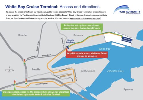 Sydney Australia White Bay Cruise Terminal Directions