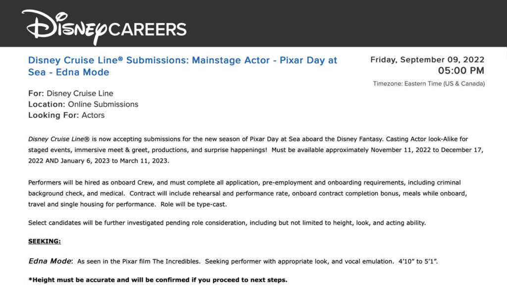Disney Auditions Pixar Edna Mode 20220827