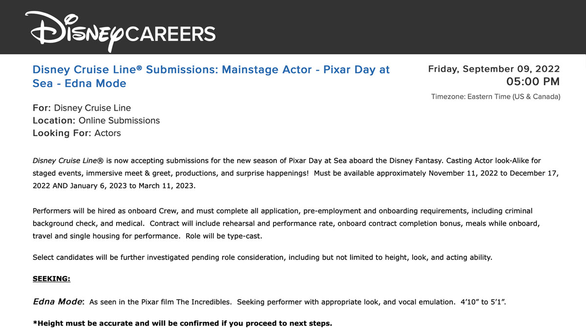 Disney Auditions Pixar Edna Mode 20220827